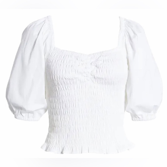 Open Edit Puff Sleeve Smocked Top Size small NWT - Picture 6 of 10